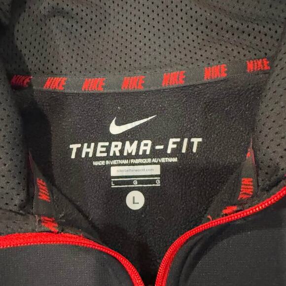 Nike Therma Fit 1/4 Zip Pullover Sweatshirt Mens Size Large Black/Red Athleisure - Picture 3 of 6
